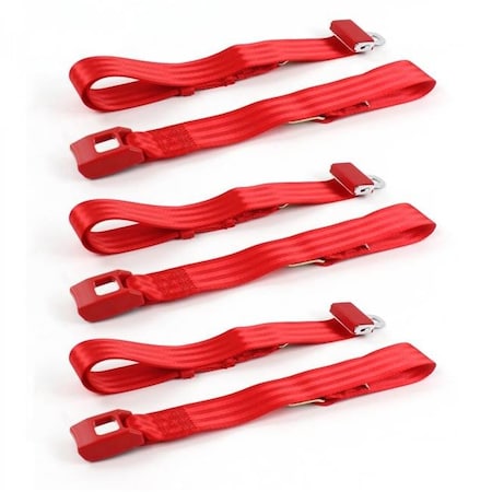 Geared2Golf Standard 2 Point Red Lap Bench Seat Belt Kit with 3 Belts for 1957-1959 Ford GE1351617